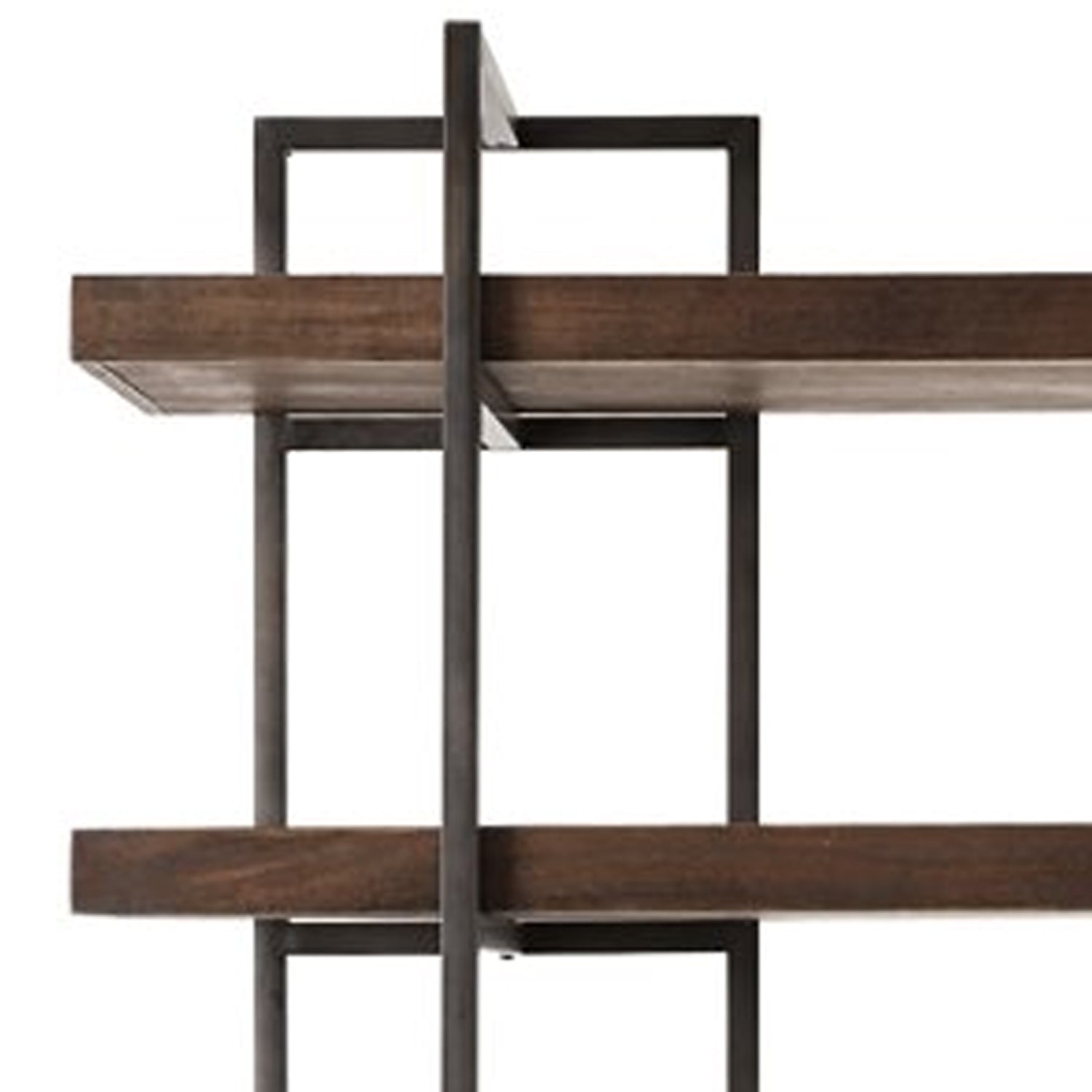 Bookcase with 5 Fixed Wooden Shelves and Metal Frame, Brown and Black By Benzara | Bookcases | Modishstore - 3