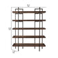 Bookcase with 5 Fixed Wooden Shelves and Metal Frame, Brown and Black By Benzara | Bookcases | Modishstore - 2