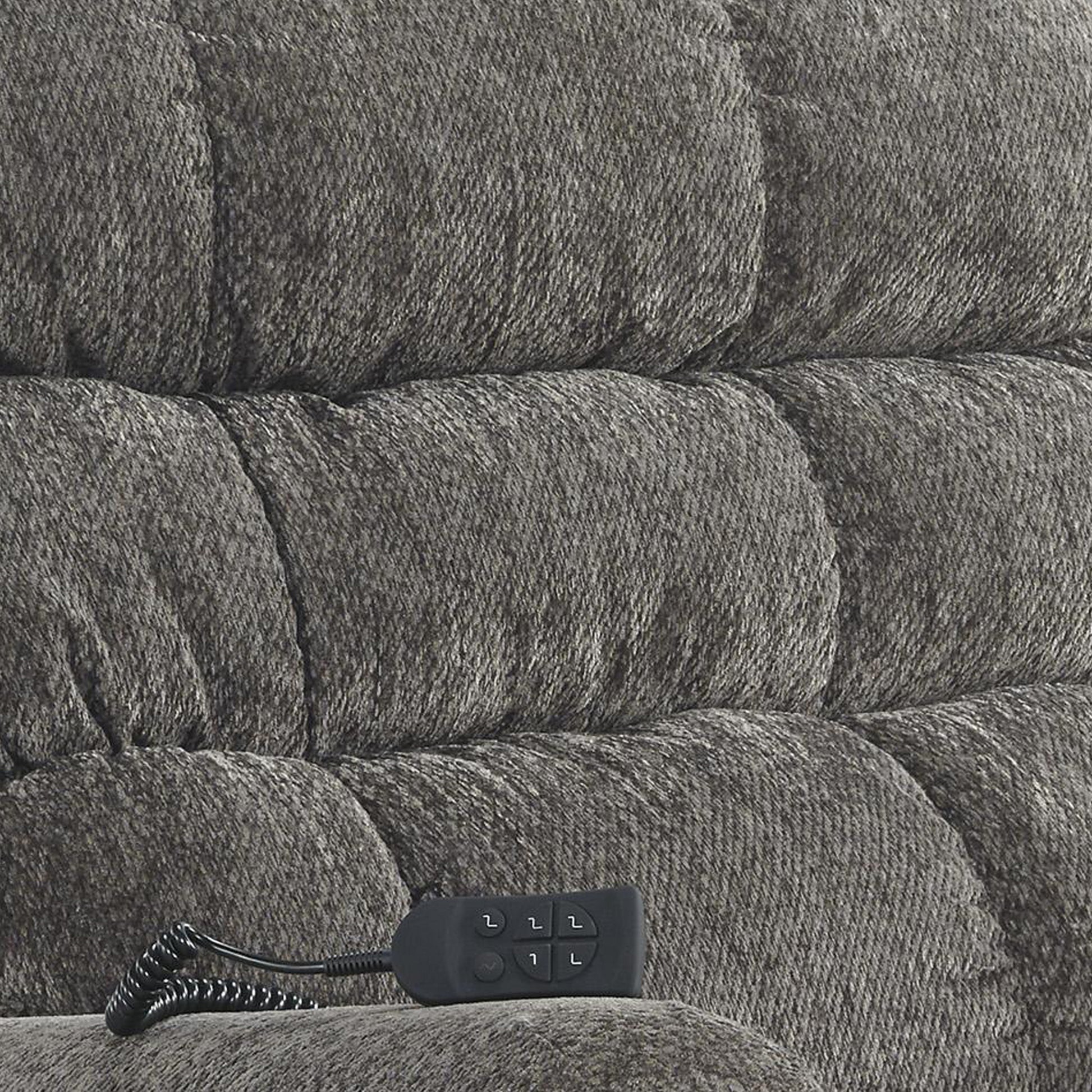 Upholstered Metal Frame Power Lift Recliner with Tufted Seat and Back, Gray By Benzara | Recliners | Modishstore - 3