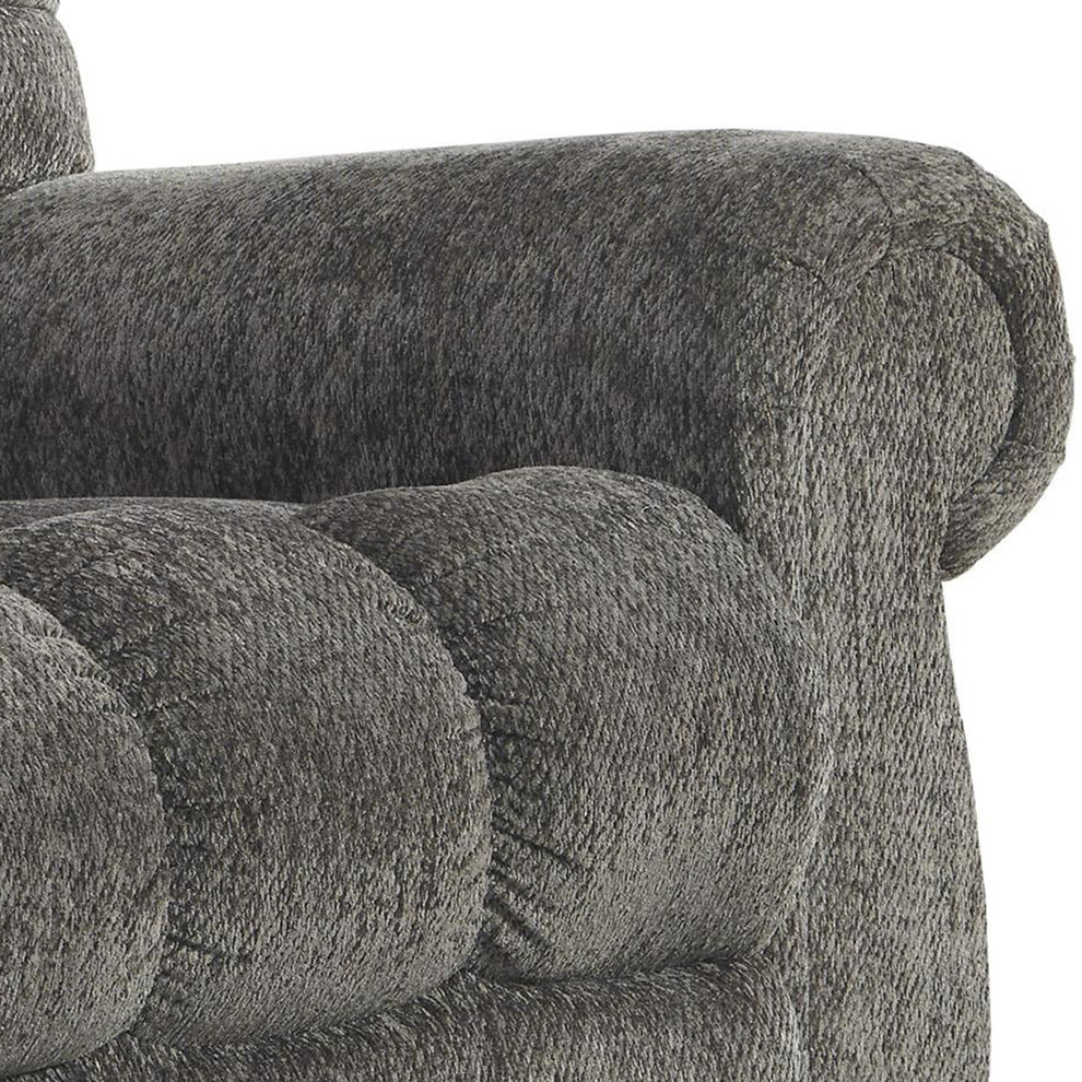Upholstered Metal Frame Power Lift Recliner with Tufted Seat and Back, Gray By Benzara | Recliners | Modishstore - 4