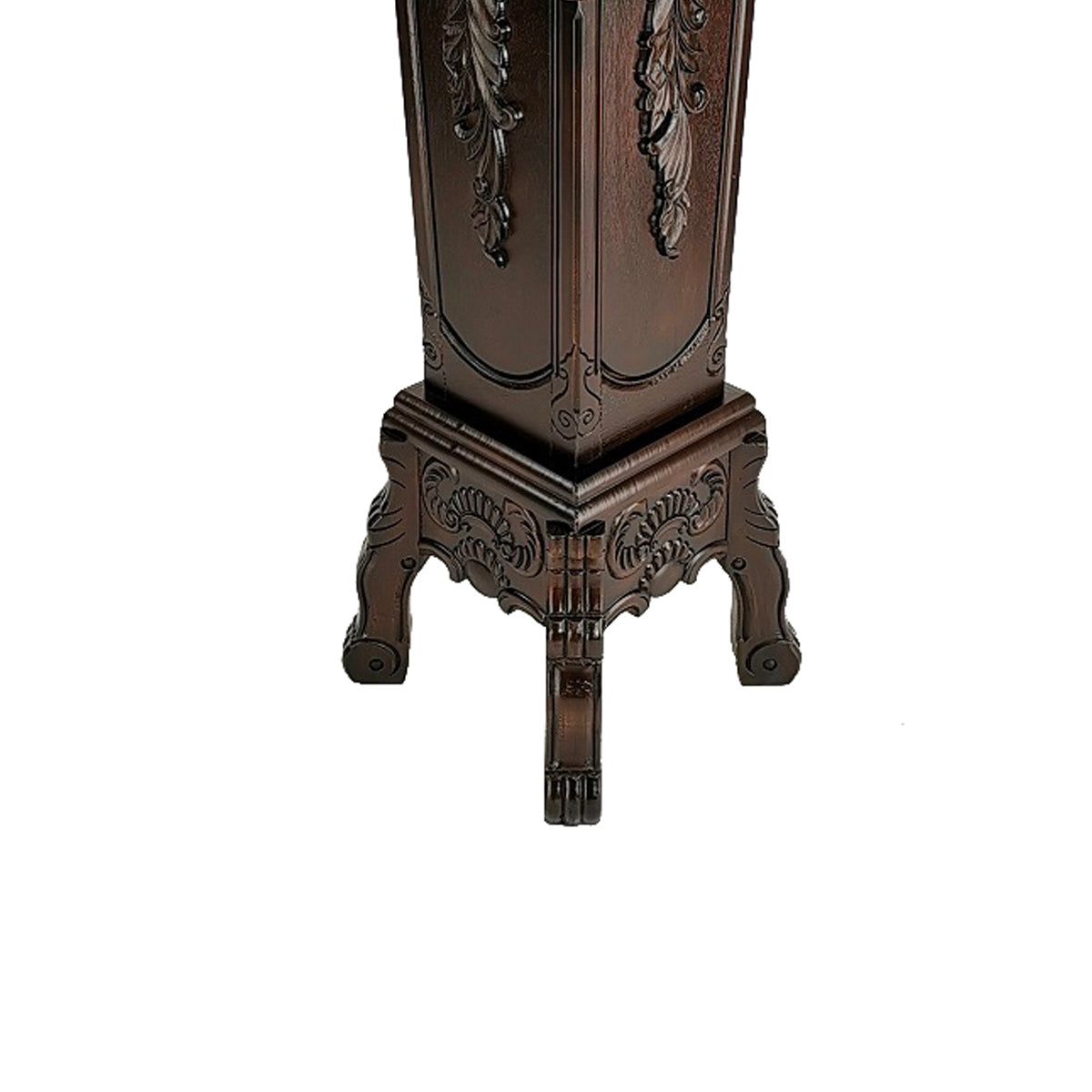 Elegantly Engraved Wooden Frame Pedestal Stand, Dark Brown By Benzara | Hooks & Racks | Modishstore - 4