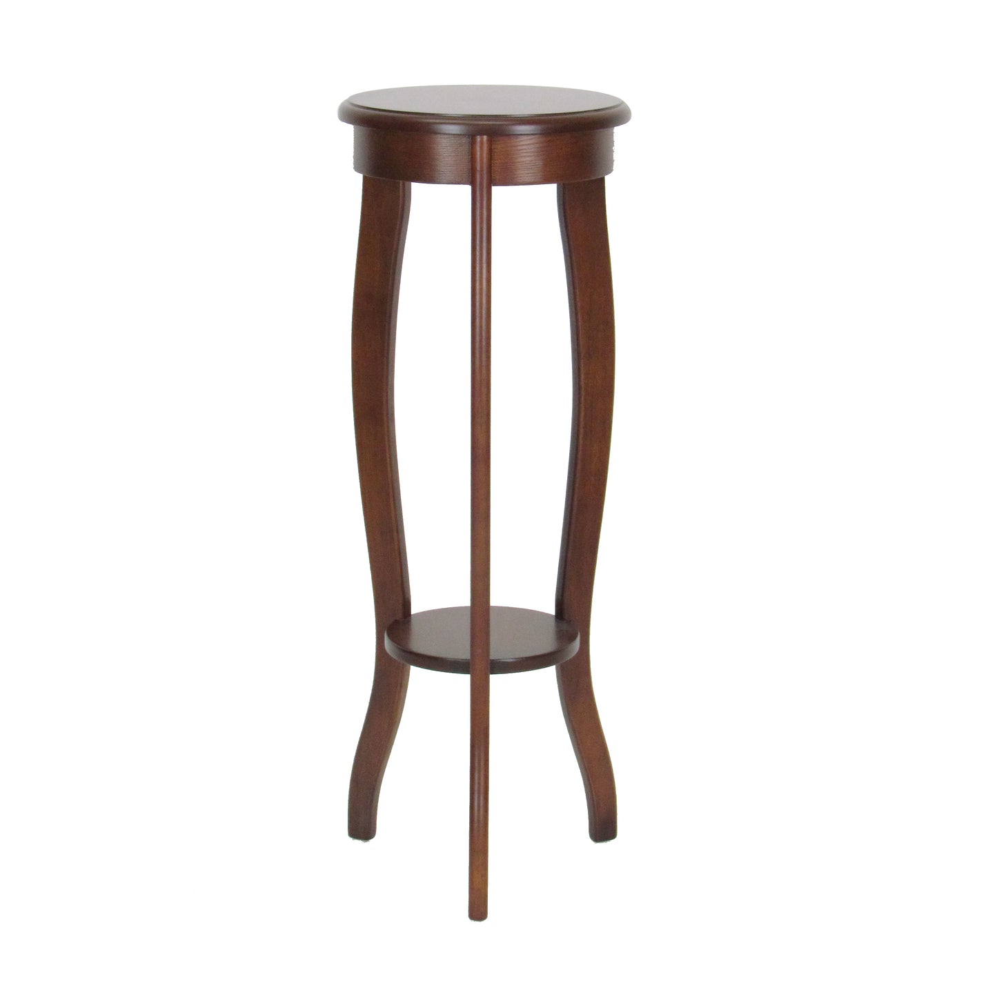 31.5 Inch Round Pedestal Stand with Open Bottom Shelf and Flared Legs,Brown By Benzara | Hooks & Racks | Modishstore - 4
