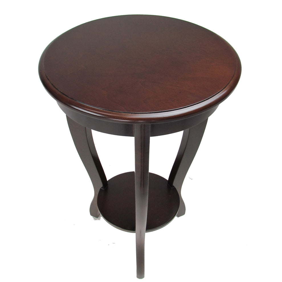 31.5 Inch Round Pedestal Stand with Open Bottom Shelf and Flared Legs,Brown By Benzara | Hooks & Racks | Modishstore - 2
