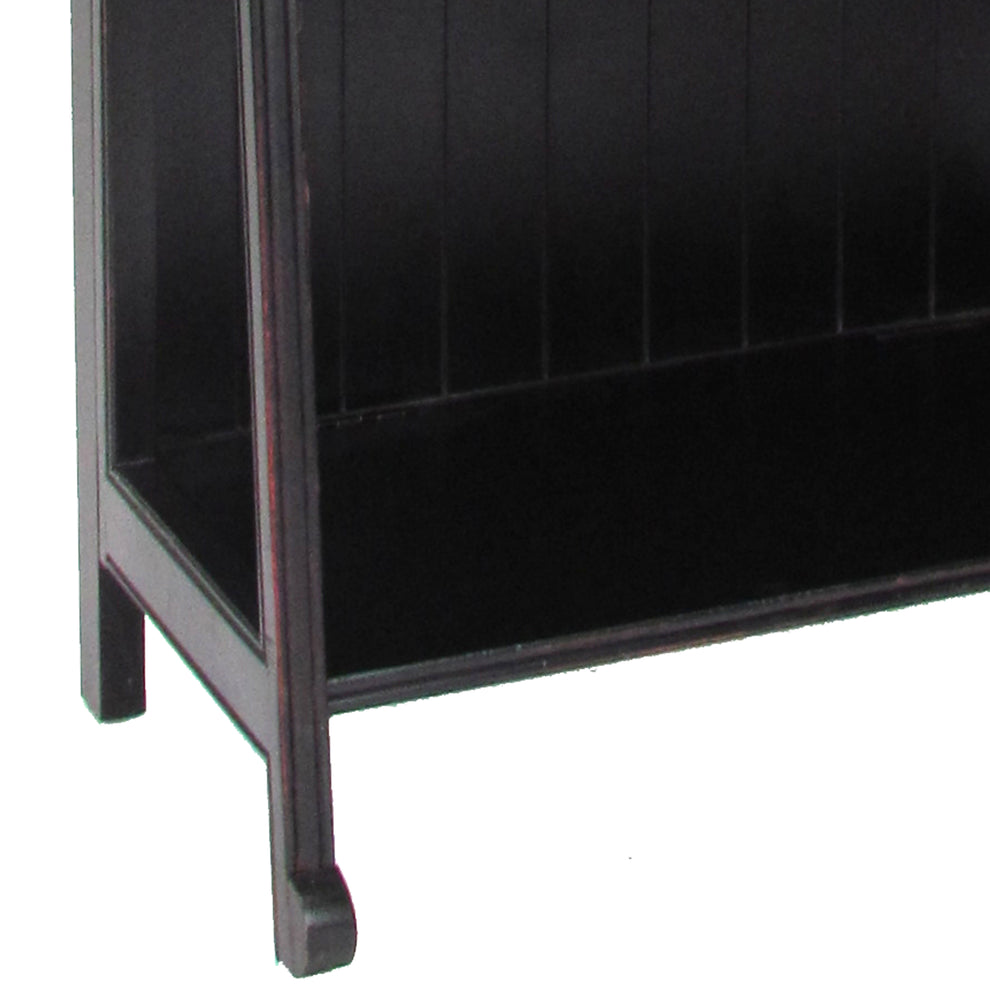 4 Tier Foldable Shelf Display Stand with Plank Style Back, Black By Benzara | Hooks & Racks | Modishstore - 2