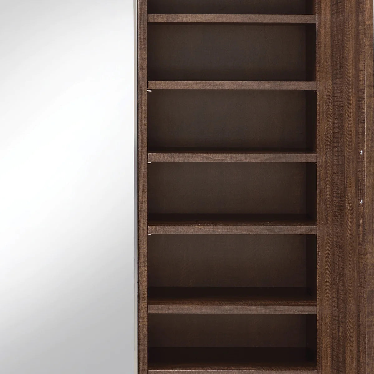 Mirrored Wooden Hall Tree with 1 Door and 1 Drawer, Brown and Silver By Benzara | Coat Racks | Modishstore - 4