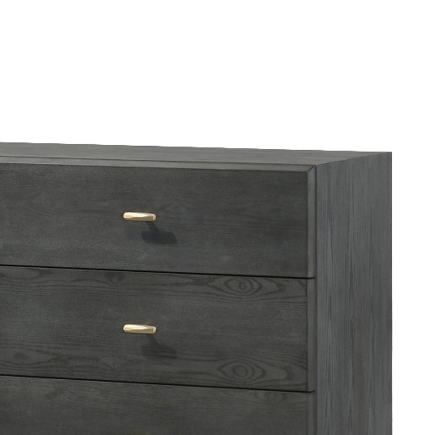 Wooden Dresser with 6 Drawers and Metal Hairpin Legs, Gray and Gold By Benzara | Dressers | Modishstore - 3