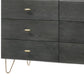 Wooden Dresser with 6 Drawers and Metal Hairpin Legs, Gray and Gold By Benzara | Dressers | Modishstore - 2