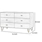 Wooden Dresser with 6 Drawers and Metal Hairpin Legs, Gray and Gold By Benzara | Dressers | Modishstore - 5