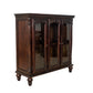 Traditional Wood and Glass Accent Cabinet with Carved Details, Brown By Benzara | Cabinets | Modishstore