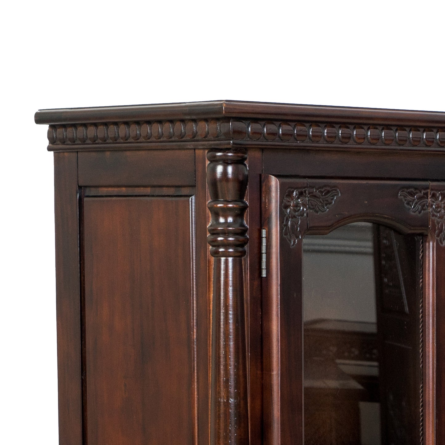 Traditional Wood and Glass Accent Cabinet with Carved Details, Brown By Benzara | Cabinets | Modishstore - 5