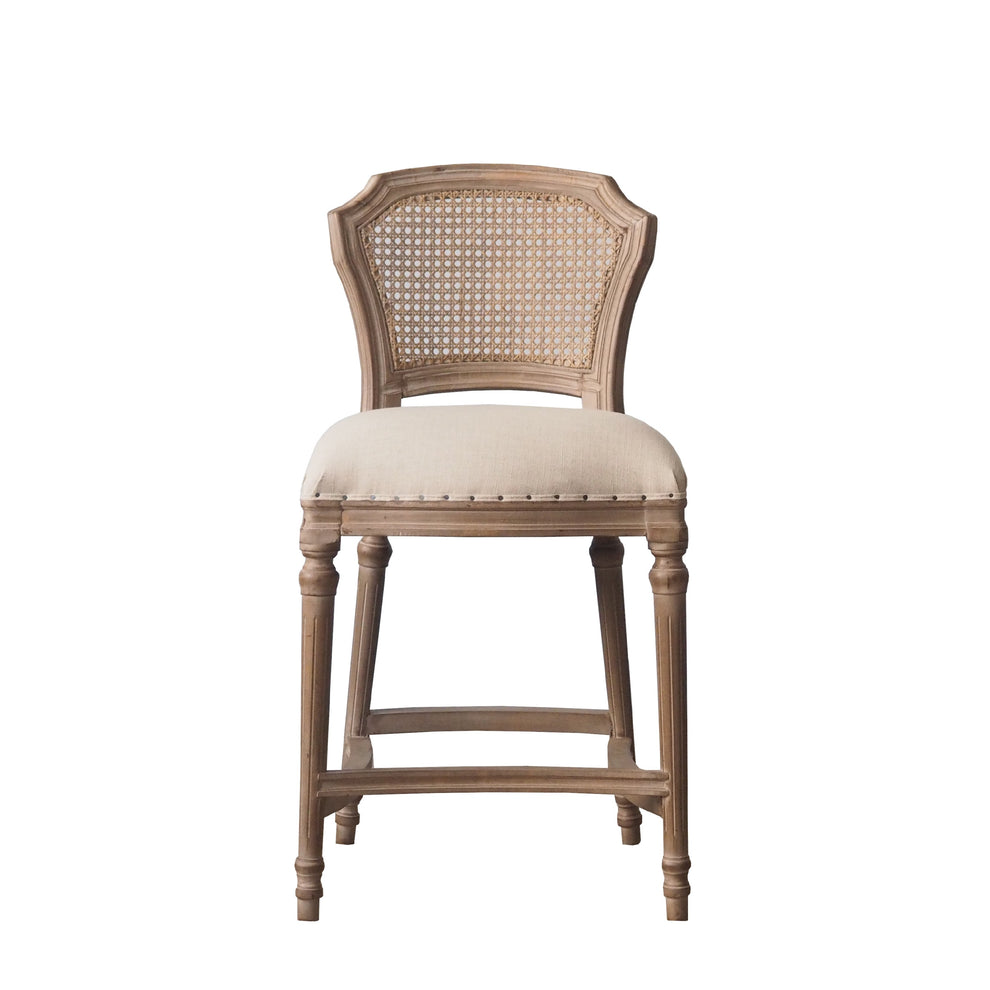Nailhead Fabric Upholstered Bar Stool with Perforated Back, Beige and Brown By Benzara | Bar Stools | Modishstore - 5