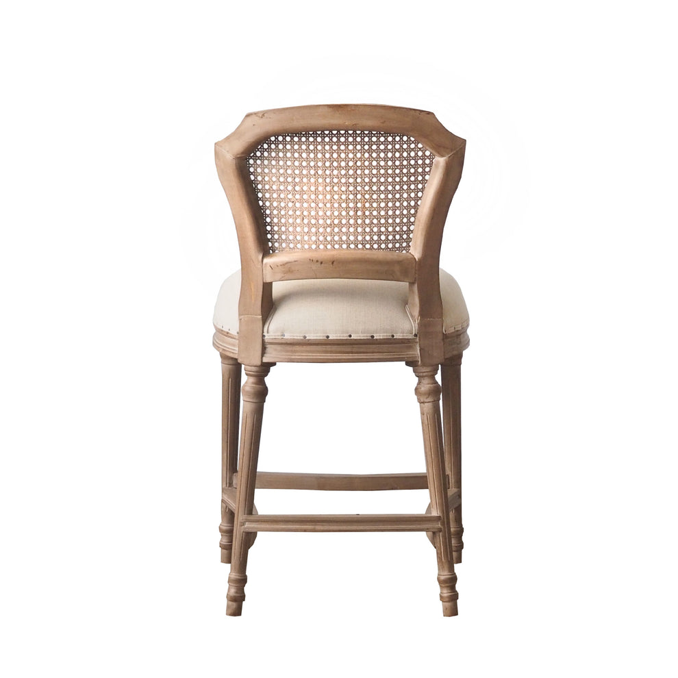 Nailhead Fabric Upholstered Bar Stool with Perforated Back, Beige and Brown By Benzara | Bar Stools | Modishstore - 3