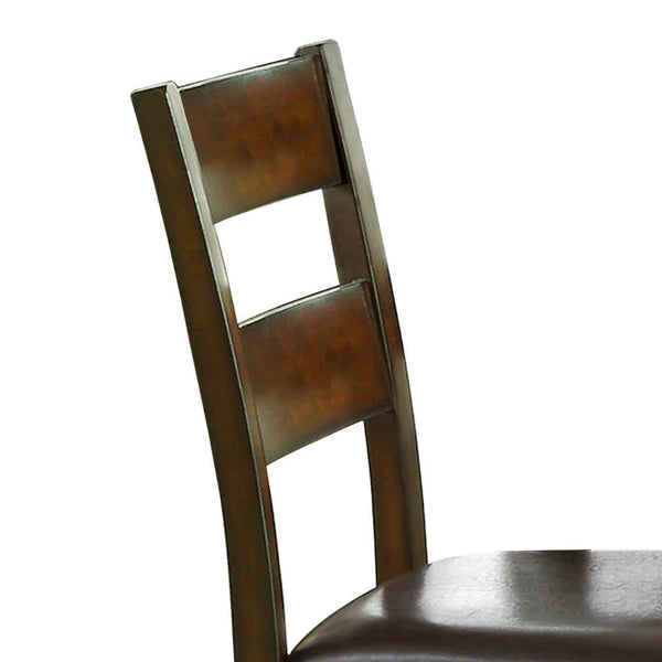 Leatherette Padded Side Chair Ladder Design Back, Set of 2, Brown and Black By Benzara | Accent Chairs | Modishstore - 2