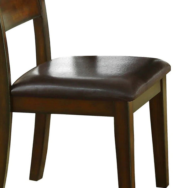 Leatherette Padded Side Chair Ladder Design Back, Set of 2, Brown and Black By Benzara | Accent Chairs | Modishstore - 4
