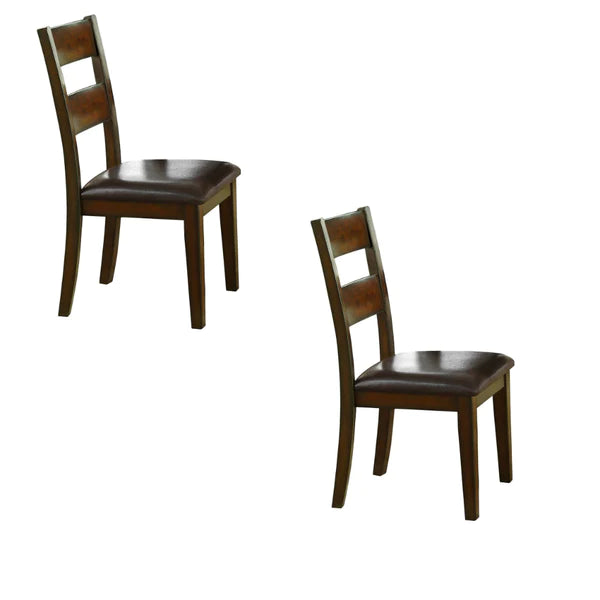 Leatherette Padded Side Chair Ladder Design Back, Set of 2, Brown and Black By Benzara | Accent Chairs | Modishstore - 6