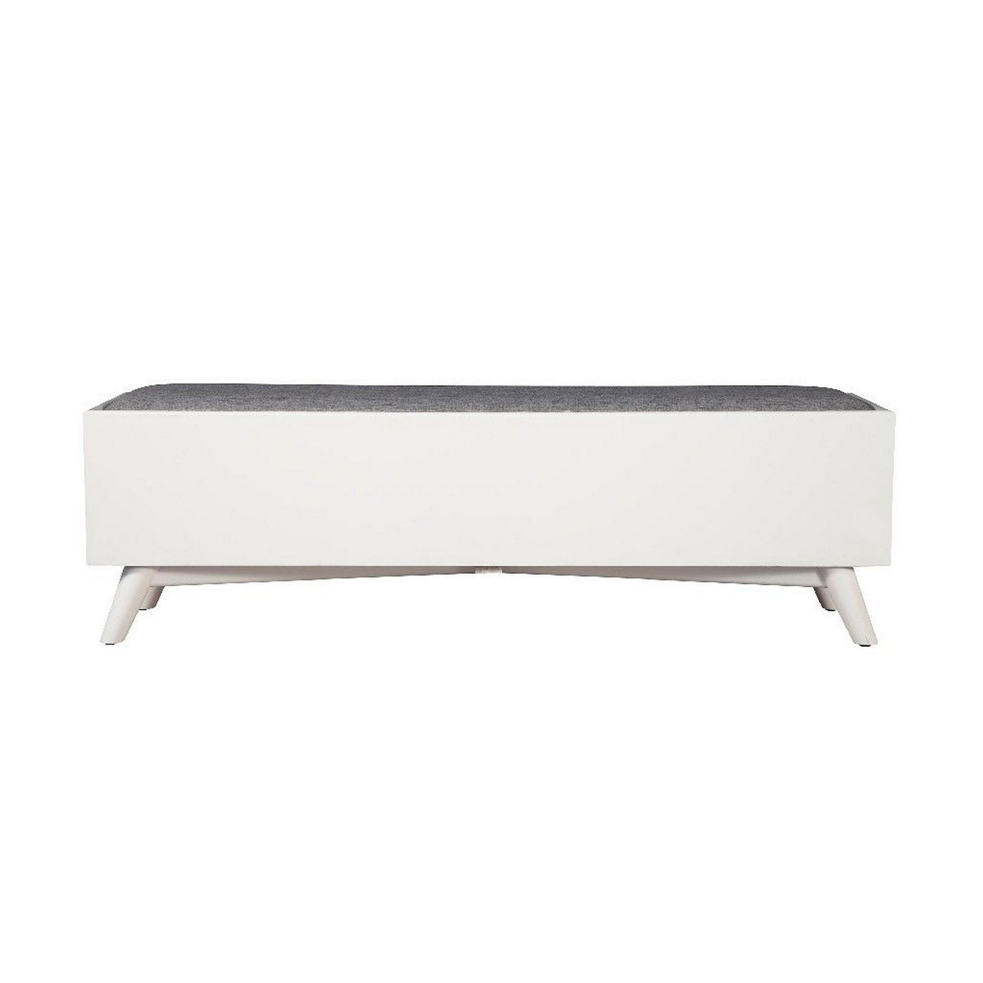 Fabric Upholstered Bedroom Bench with 2 Storage Drawers, White By Benzara | Bedroom Sets | Modishstore - 2