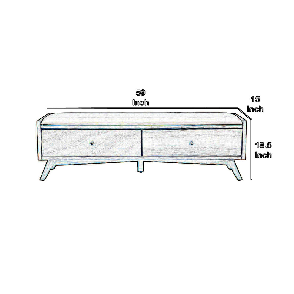 Fabric Upholstered Bedroom Bench with 2 Storage Drawers, White By Benzara | Bedroom Sets | Modishstore - 6