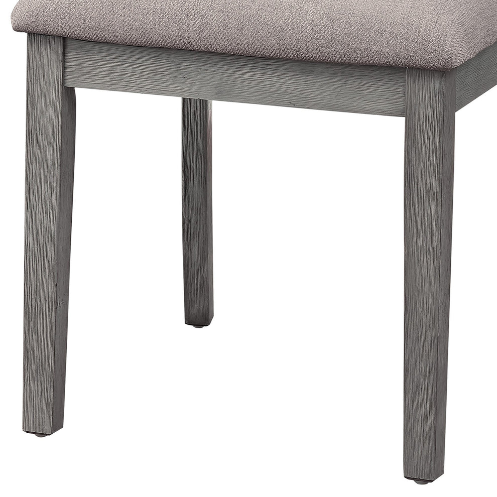 Vertical Slatted Curved Back Side Chair with Fabric Seat, Set of 2, Gray By Benzara | Accent Chairs | Modishstore - 3