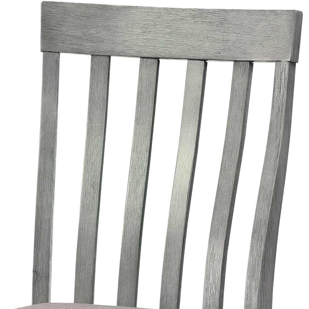 Vertical Slatted Curved Back Side Chair with Fabric Seat, Set of 2, Gray By Benzara | Accent Chairs | Modishstore - 4