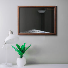 Wooden Square Mirror with Molded Details and Dual Texture, Brown By Benzara