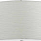 Drum Style Pendant Fixture with Fabric Shade and Brushed Details, White By Benzara | Ceiling Lamps | Modishstore - 5