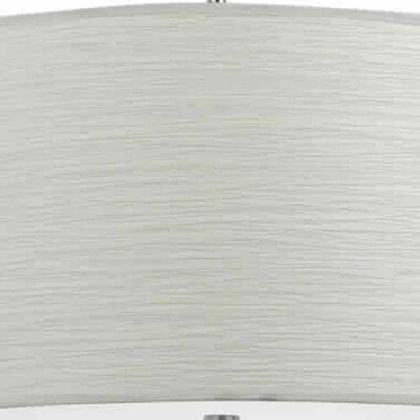 Drum Style Pendant Fixture with Fabric Shade and Brushed Details, White By Benzara | Ceiling Lamps | Modishstore - 5