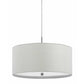 Drum Style Pendant Fixture with Fabric Shade and Brushed Details, White By Benzara | Ceiling Lamps | Modishstore