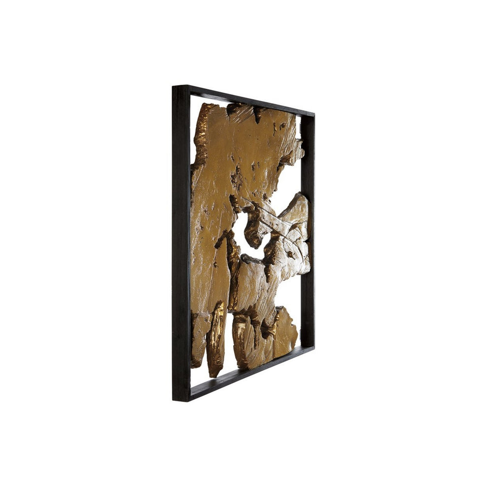 Square Frame Wall Decor with Wooden Abstract Cut Out Pattern,Black and Gold By Benzara | Wall Decor | Modishstore - 4