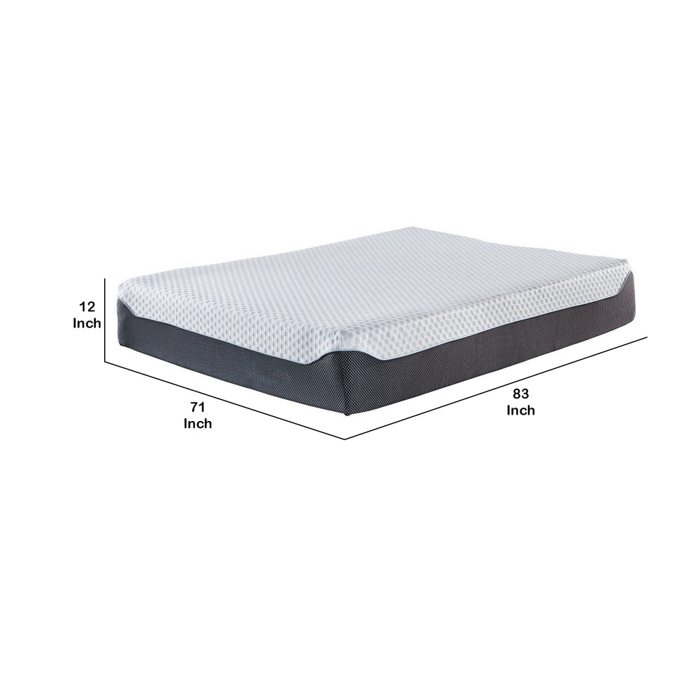 Fabric Upholstered Memory Foam California King Mattress, Black and White By Benzara | Bedroom Sets | Modishstore - 2
