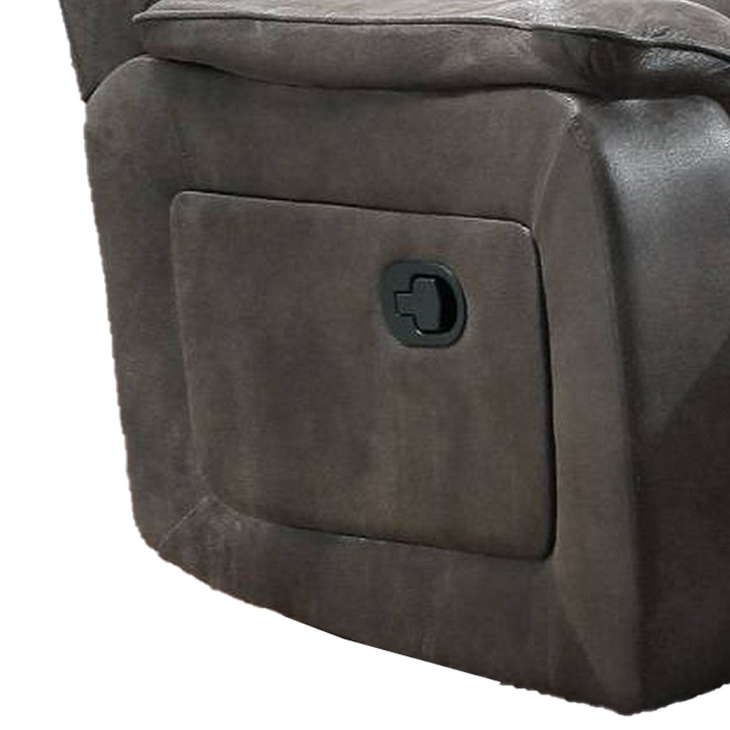 Fabric Manual Recliner Chair with Pillow Top Arms, Gray By Benzara | Recliners | Modishstore - 3