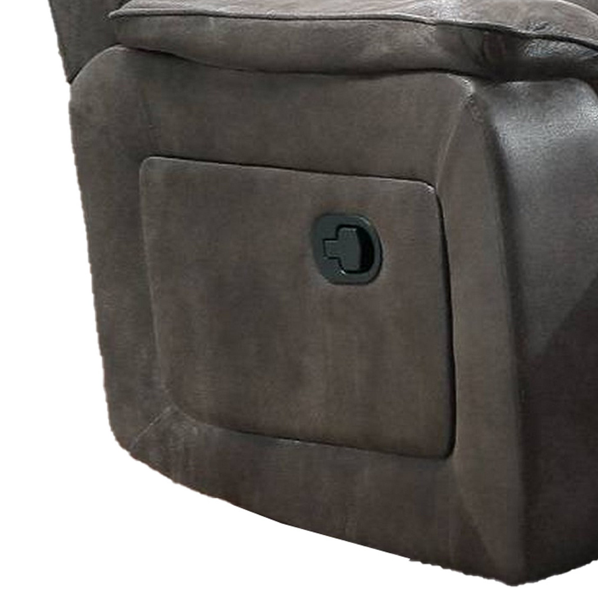 Fabric Manual Recliner Chair with Pillow Top Arms, Gray By Benzara | Recliners | Modishstore - 3