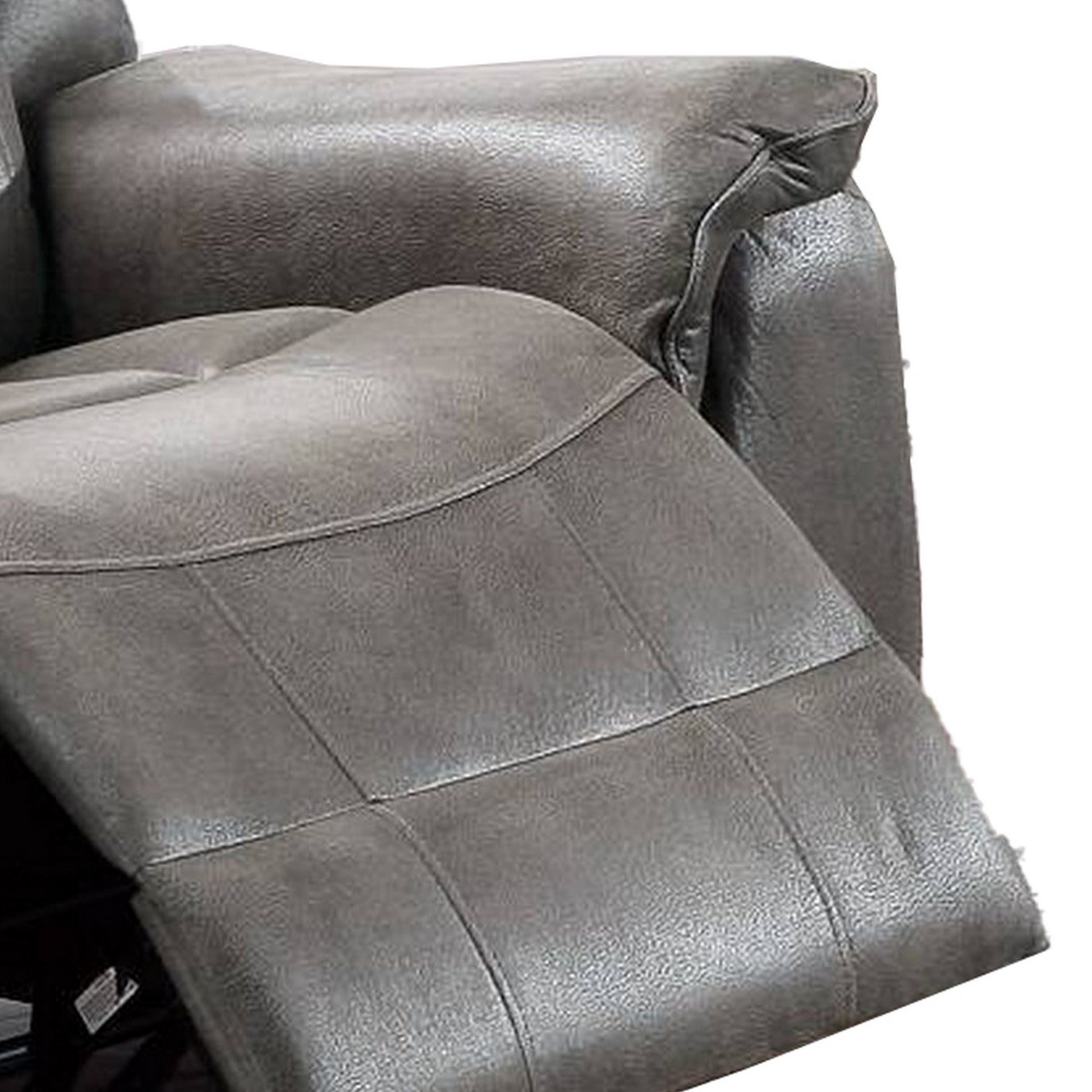 Fabric Manual Recliner Chair with Pillow Top Arms, Gray By Benzara | Recliners | Modishstore - 4