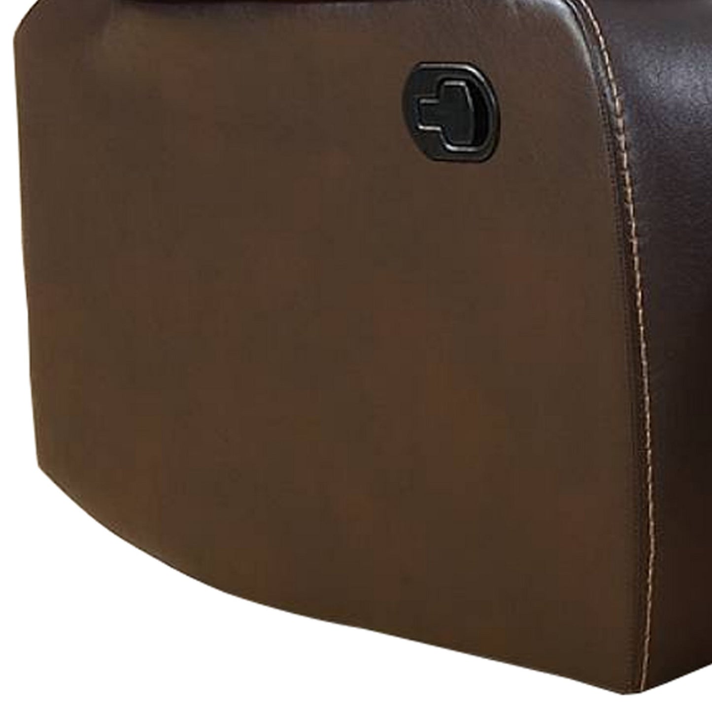 37 Inches Leatherette Glider Recliner with Pillow Arms, Dark Brown By Benzara | Recliners | Modishstore - 2