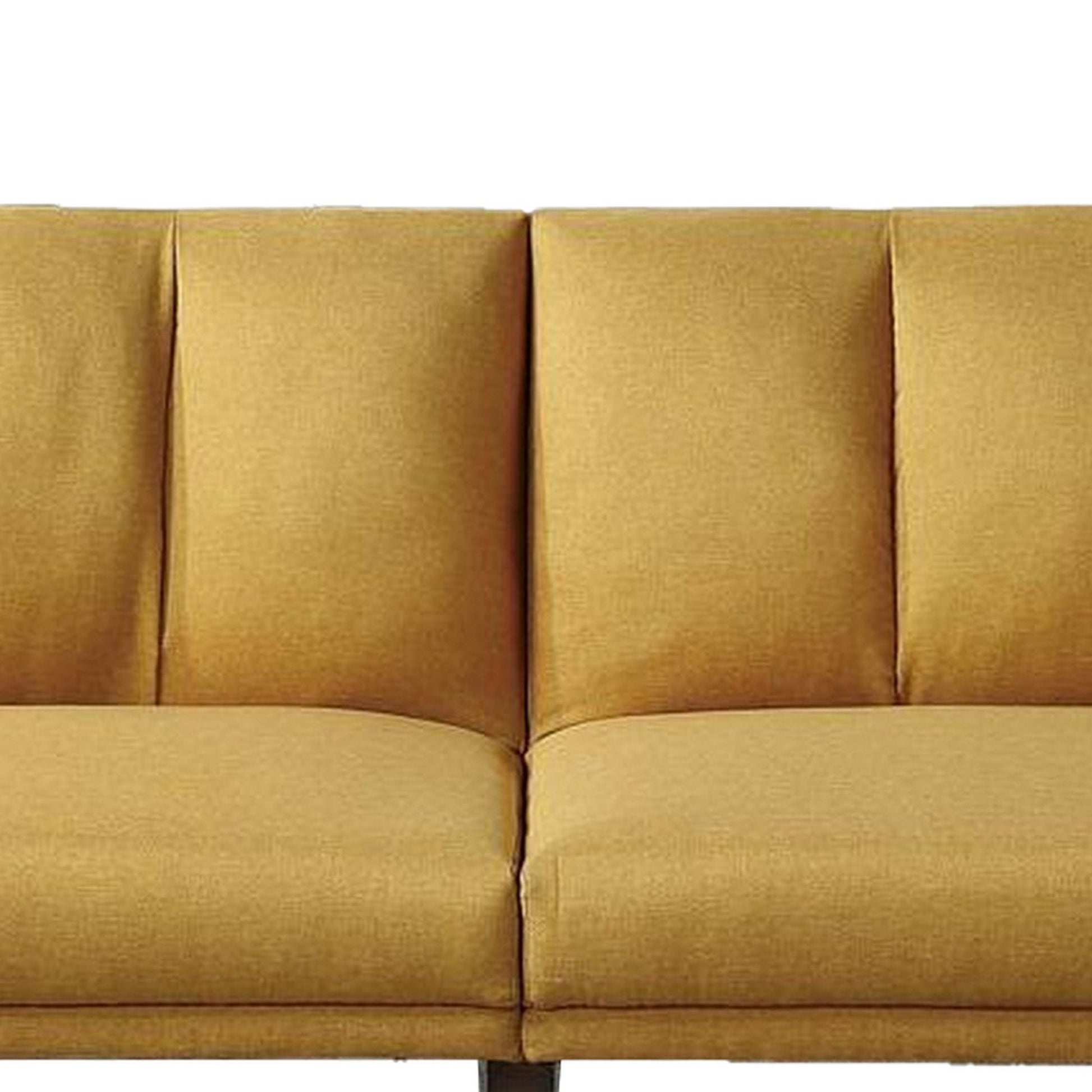 Adjustable Upholstered Sofa with Track Armrests and Angled Legs, Yellow By Benzara | Sofas | Modishstore - 4