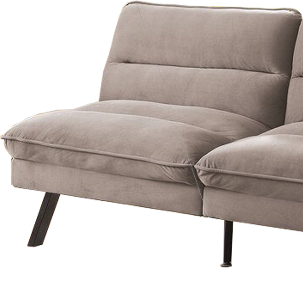 Fabric Futon Sofa with Split Back and Angled Legs, Gray By Benzara | Sofas | Modishstore - 2