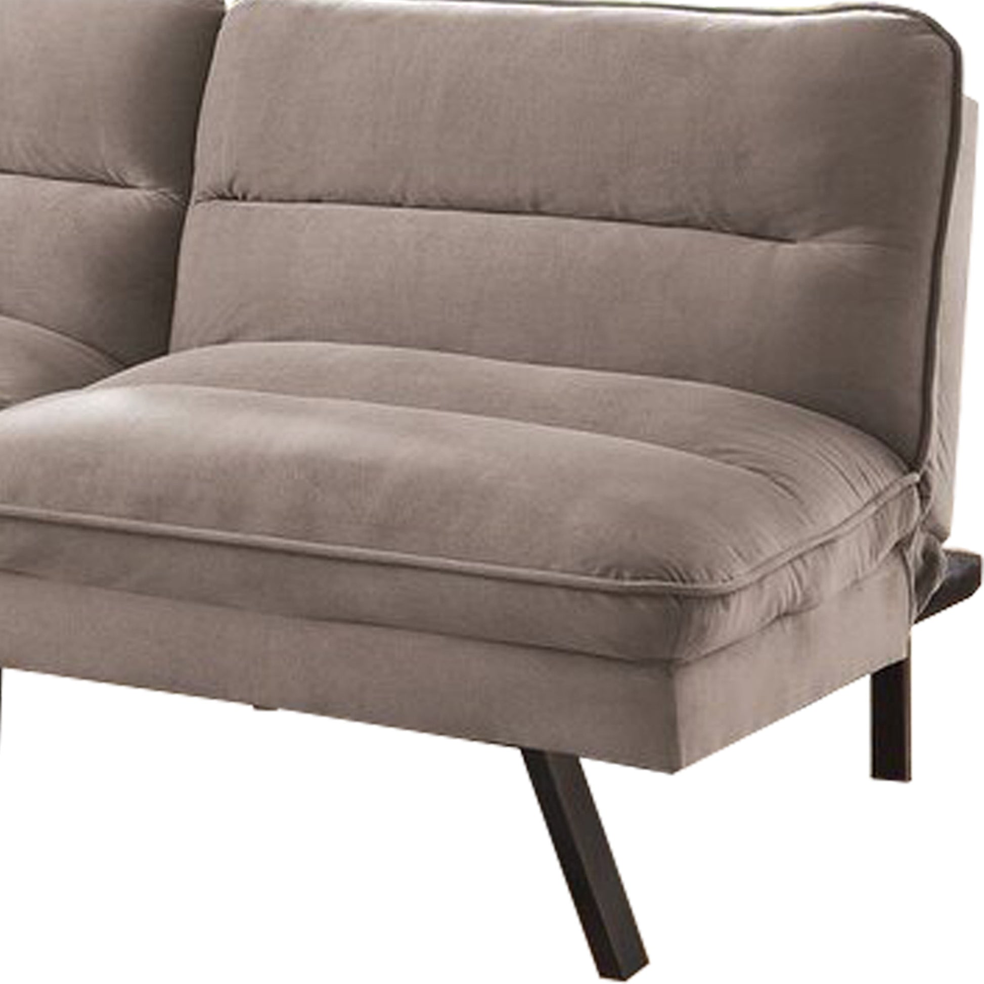Fabric Futon Sofa with Split Back and Angled Legs, Gray By Benzara | Sofas | Modishstore - 3
