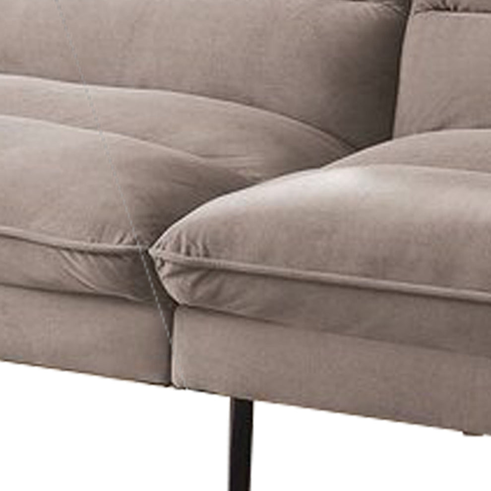 Fabric Futon Sofa with Split Back and Angled Legs, Gray By Benzara | Sofas | Modishstore - 4