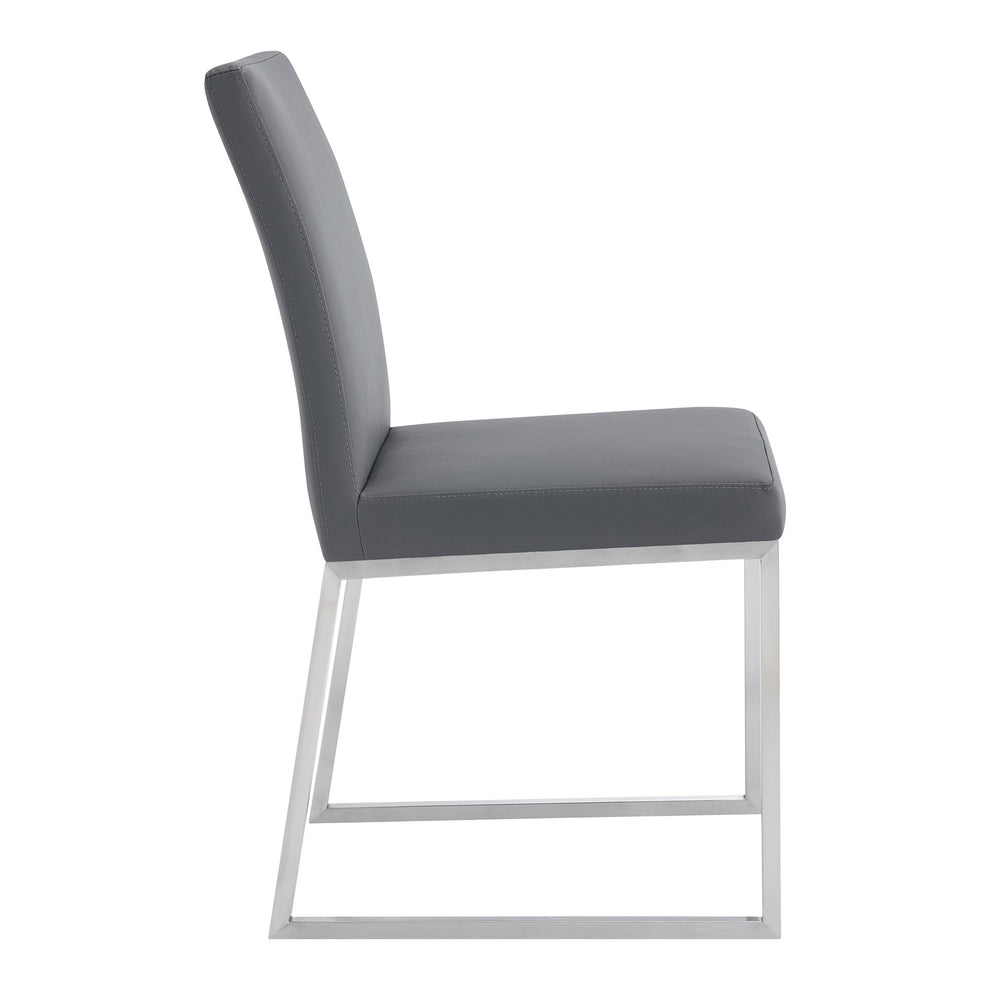 20 Inches Leatherette Metal Frame Dining Chair, Set of 2, Gray By Benzara | Dining Chairs | Modishstore - 4