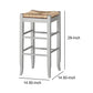 Square Wooden Frame Barstool with Hand Woven Rush, White and Brown By Benzara | Bar Stools | Modishstore - 6