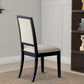 Wooden Dining Side Chair With Cream Upholstered seat And Back, Black, Set of 2 By Benzara | Dining Chairs | Modishstore