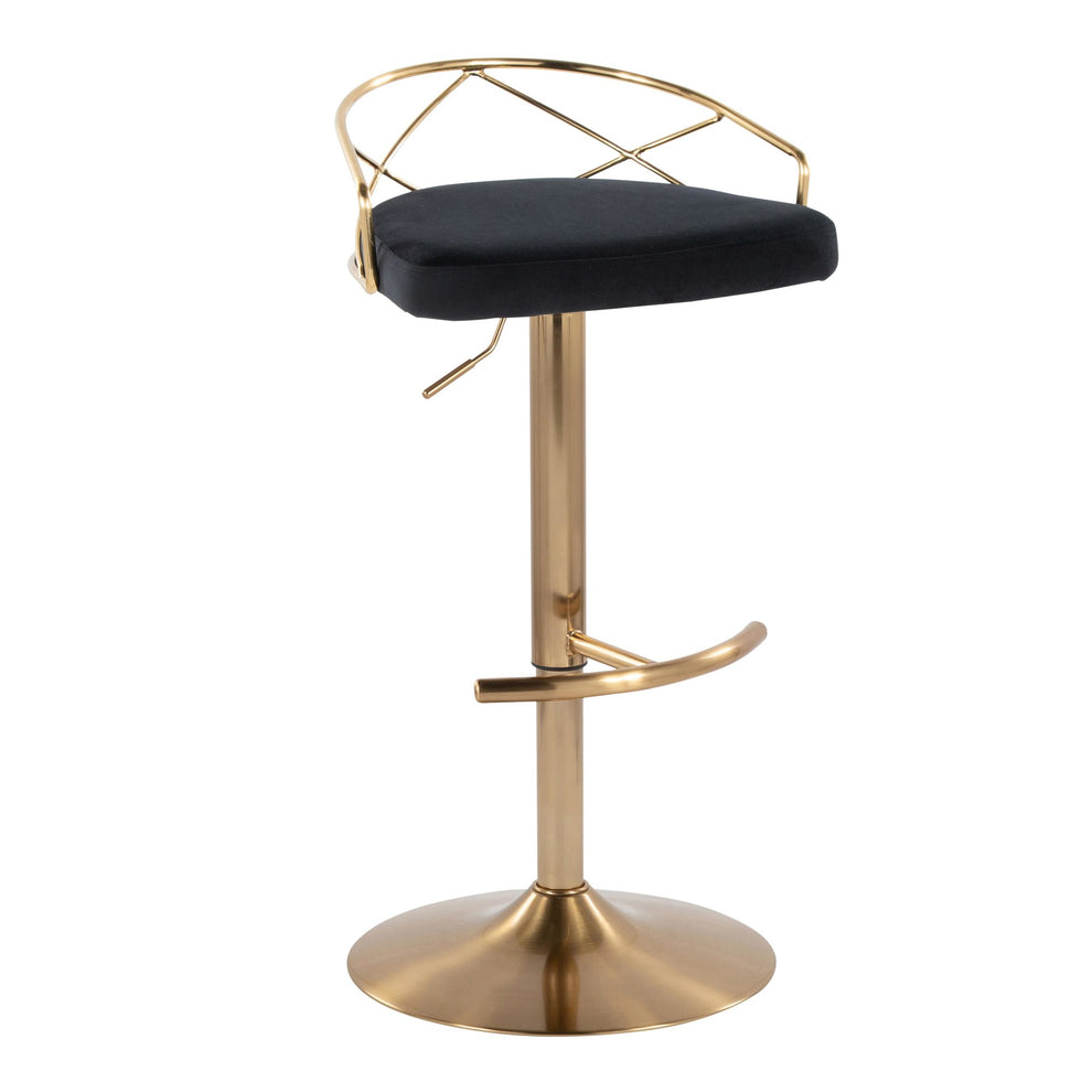 Charlotte Glam Adjustable Barstool - Set of 2 By LumiSource - BS-CHARLOTGLAMV-RNT2 AUBK2 | Bar Stools | Modishstore - 2
