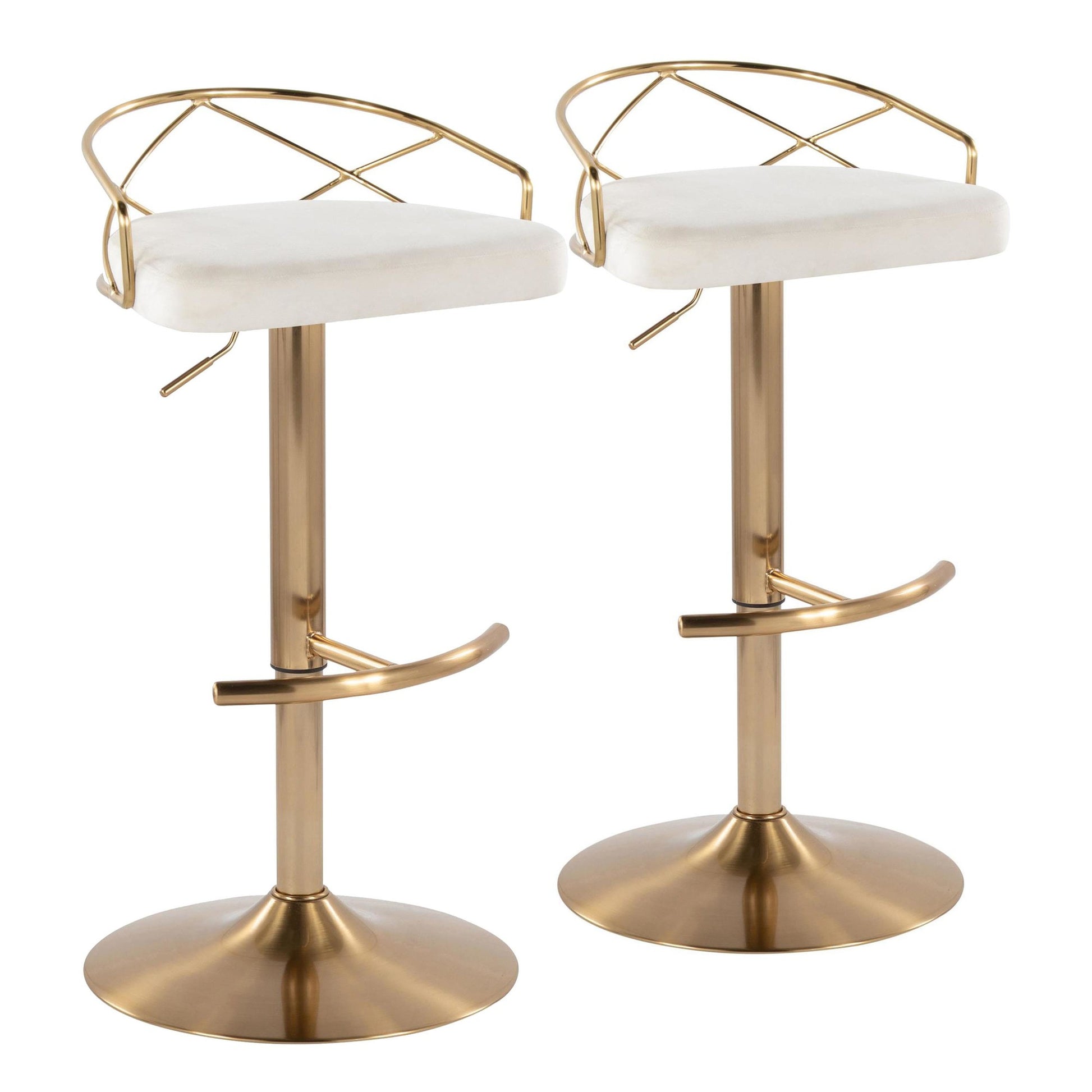 Charlotte Glam Adjustable Barstool - Set of 2 By LumiSource - BS-CHARLOTGLAMV-RNT2 AUBK2 | Bar Stools | Modishstore - 9