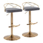 Charlotte Glam Adjustable Barstool - Set of 2 By LumiSource - BS-CHARLOTGLAMV-RNT2 AUBK2 | Bar Stools | Modishstore - 19