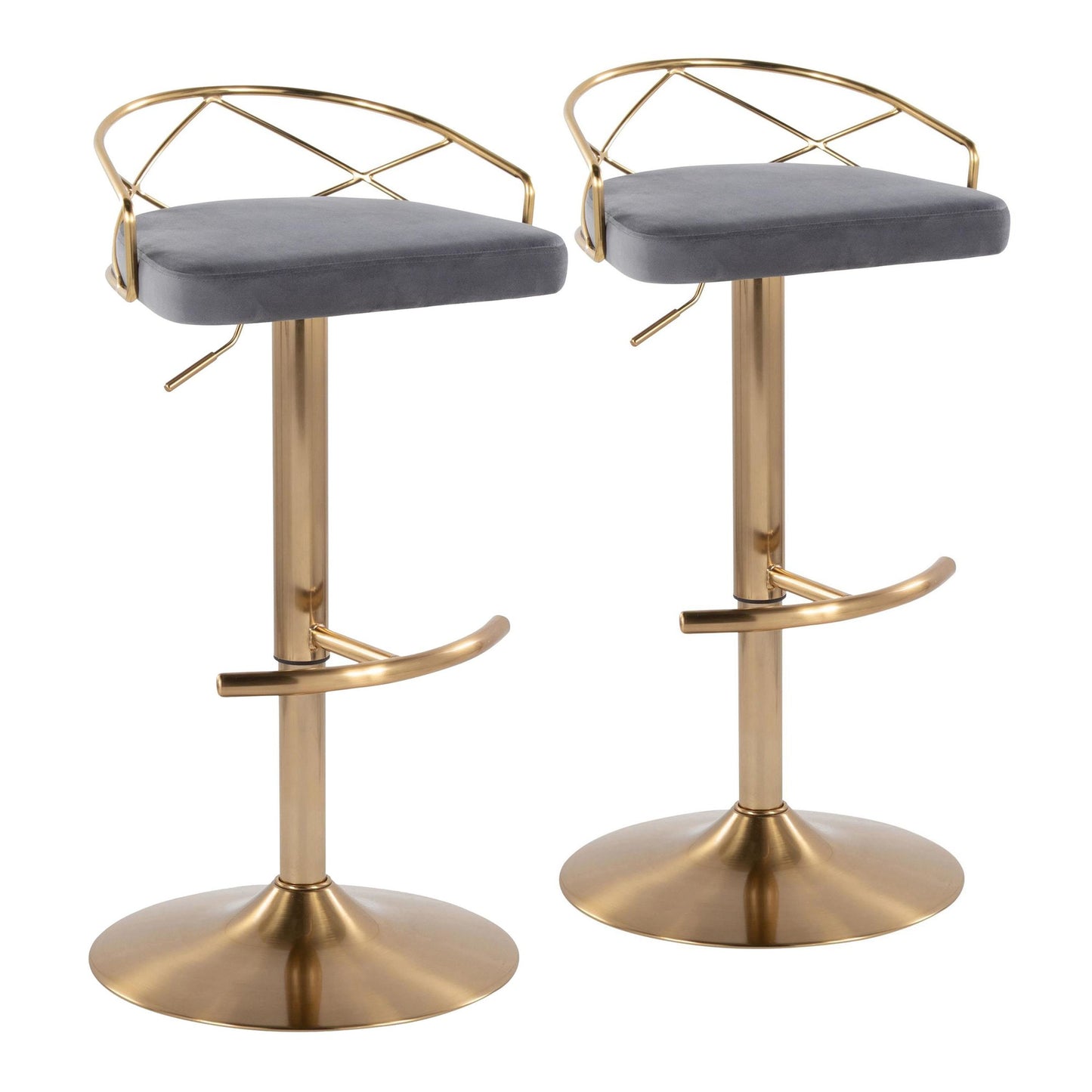 Charlotte Glam Adjustable Barstool - Set of 2 By LumiSource - BS-CHARLOTGLAMV-RNT2 AUBK2 | Bar Stools | Modishstore - 19
