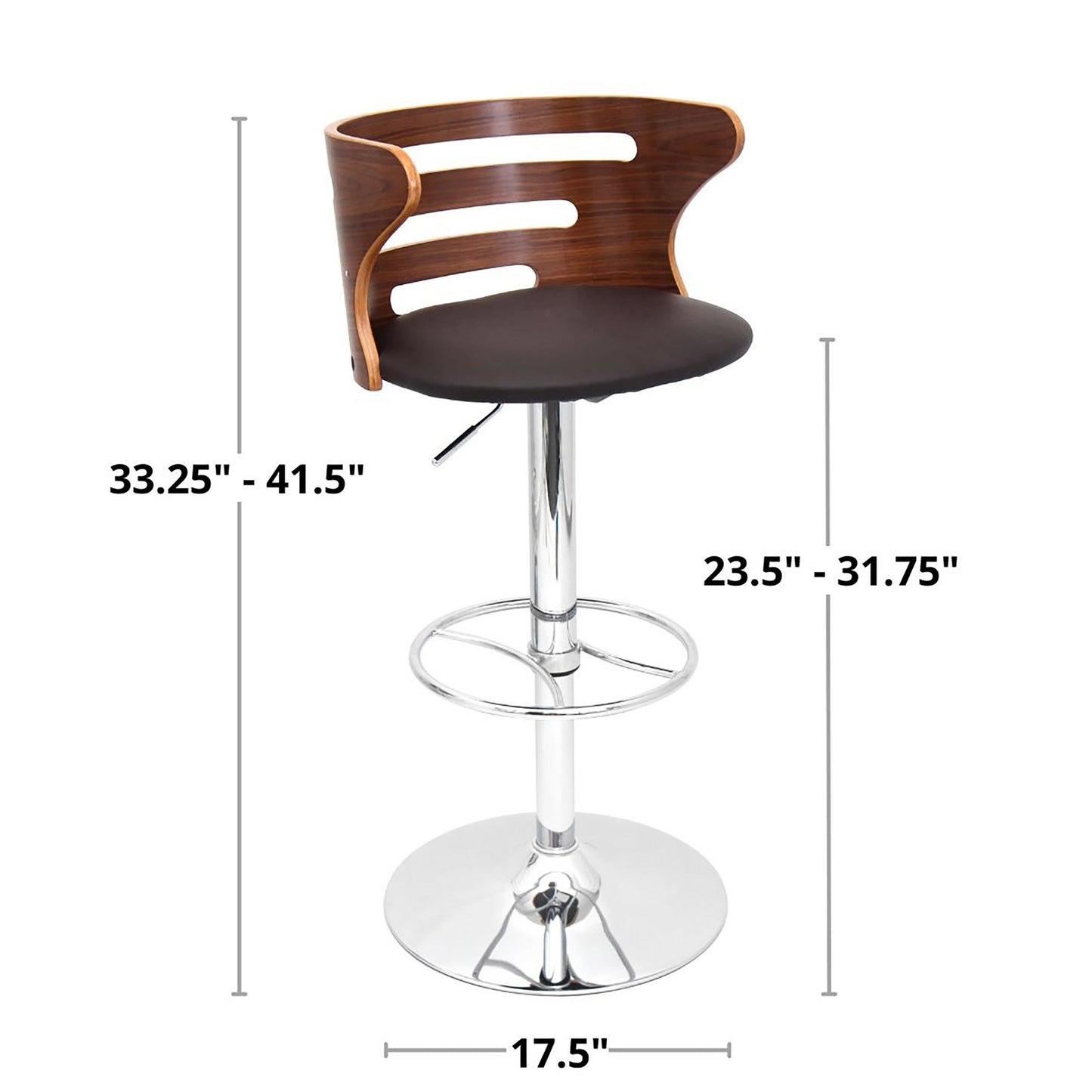 Cosi Adjustable Barstool - Set of 2 Brown By LumiSource | Bar Stools | Modishstore - 5