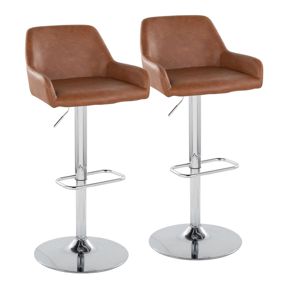 Daniella Adjustable Barstool - Set of 2 By LumiSource - BS-DNLAPU-RR2 CHRCAM2 | Bar Stools | Modishstore - 5