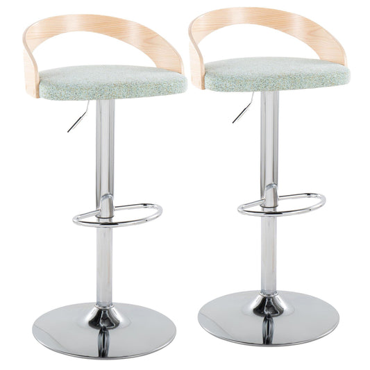 Grotto Adjustable Height Barstool - Set of 2 Green By LumiSource | Bar Stools | Modishstore