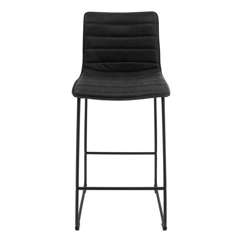 LeisureMod Brooklyn 29.9" Modern Leather Bar Stool With Black Iron Base & Footrest | Bar Stools | Modishstore - 6