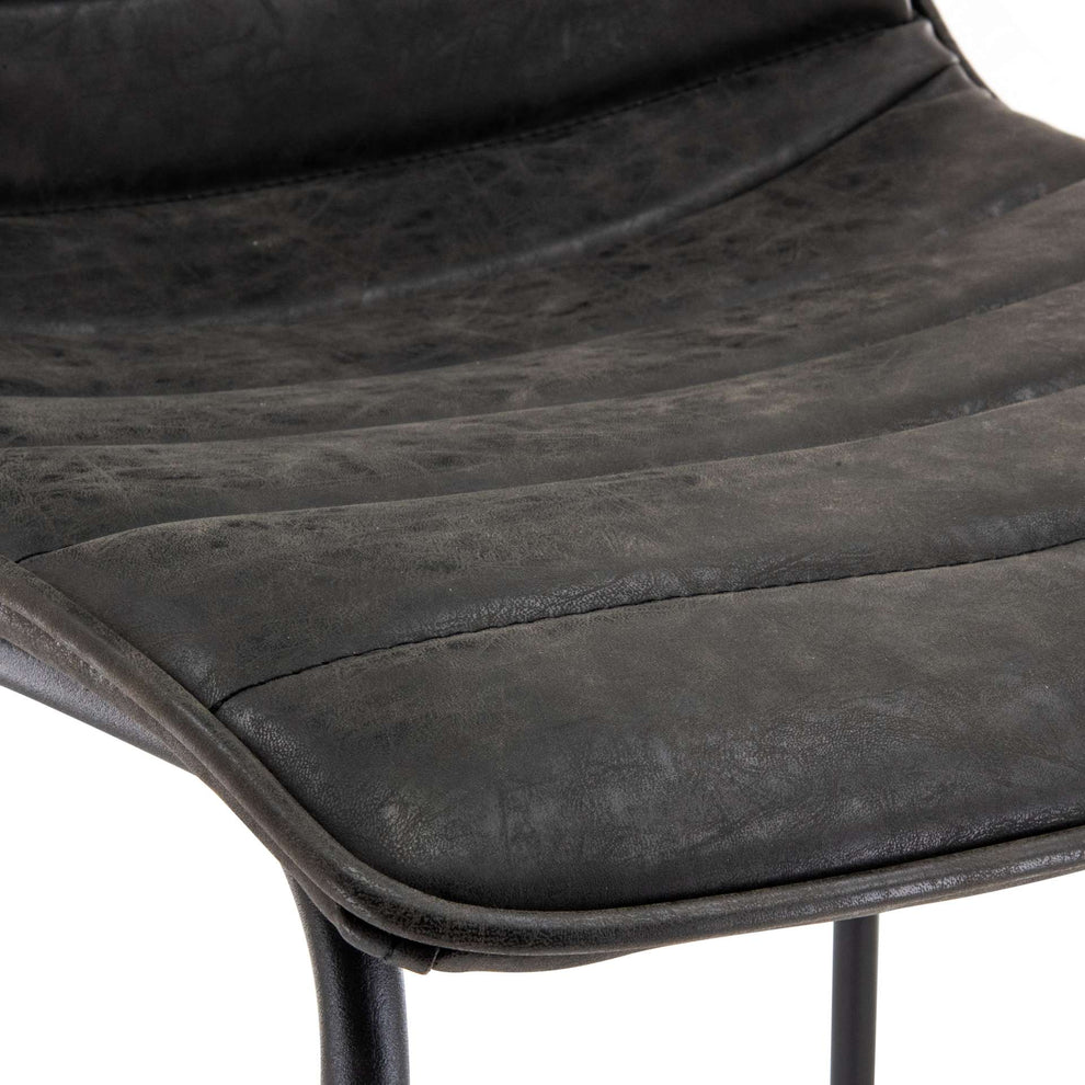 LeisureMod Brooklyn 29.9" Modern Leather Bar Stool With Black Iron Base & Footrest | Bar Stools | Modishstore - 5