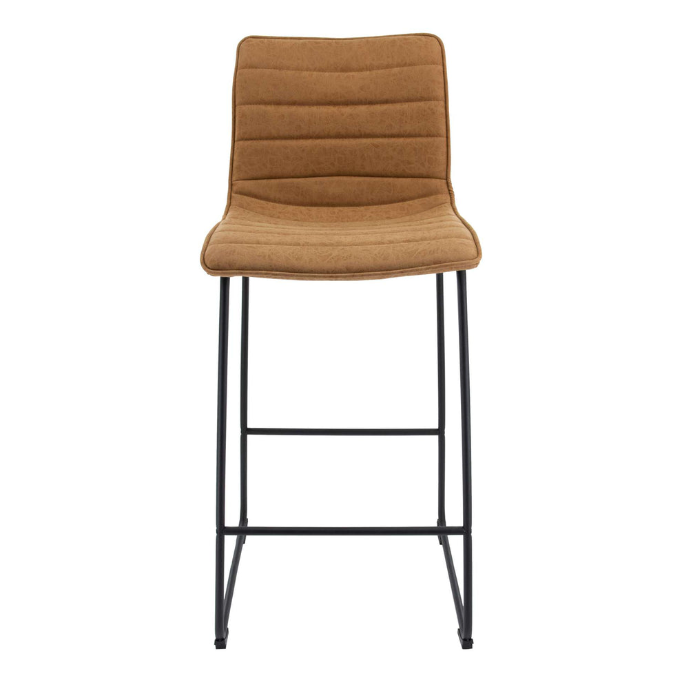 LeisureMod Brooklyn 29.9" Modern Leather Bar Stool With Black Iron Base & Footrest | Bar Stools | Modishstore - 14